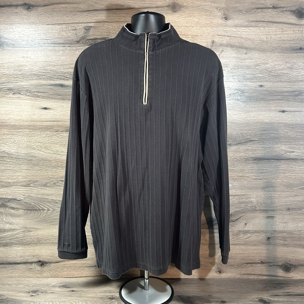 Vintage Jantzen Sweater‎ Mens XL Black 1/4 Zip